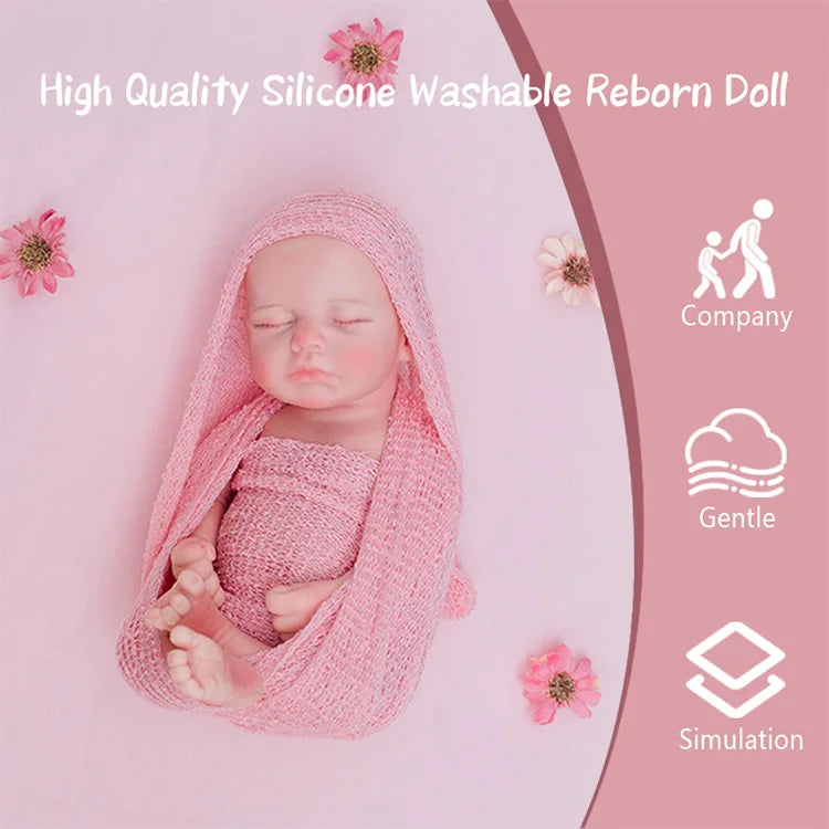 12 in Silicone Filled Lifelike Newborn Doll Soft Silicone Reborn Silicone Platinum Reborn Dolls for Child Companionship