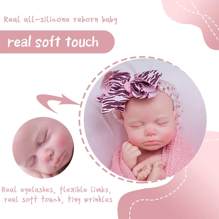12 in Silicone Filled Lifelike Newborn Doll Soft Silicone Reborn Silicone Platinum Reborn Dolls for Child Companionship