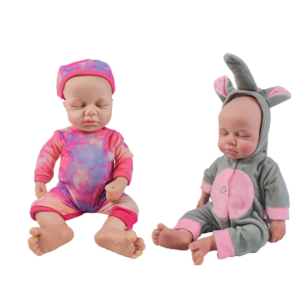 Realistic Artificial Cute Twins Soft Silicone Reborn Baby Open Mouth Boy and Girl 31 Cm 1 Kg Gifts for New Parents Kids