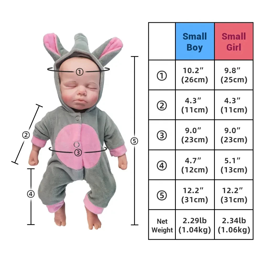 Realistic Artificial Cute Twins Soft Silicone Reborn Baby Open Mouth Boy and Girl 31 Cm 1 Kg Gifts for New Parents Kids