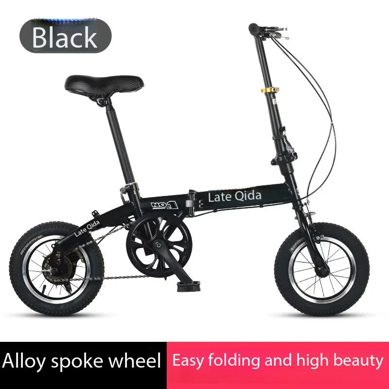 New Mini Folding Bicycle 12 Inch 14 inch  Small Hard Frame Carbon Steel Dual Disc Brakes Portable Ultra Light for Men Women