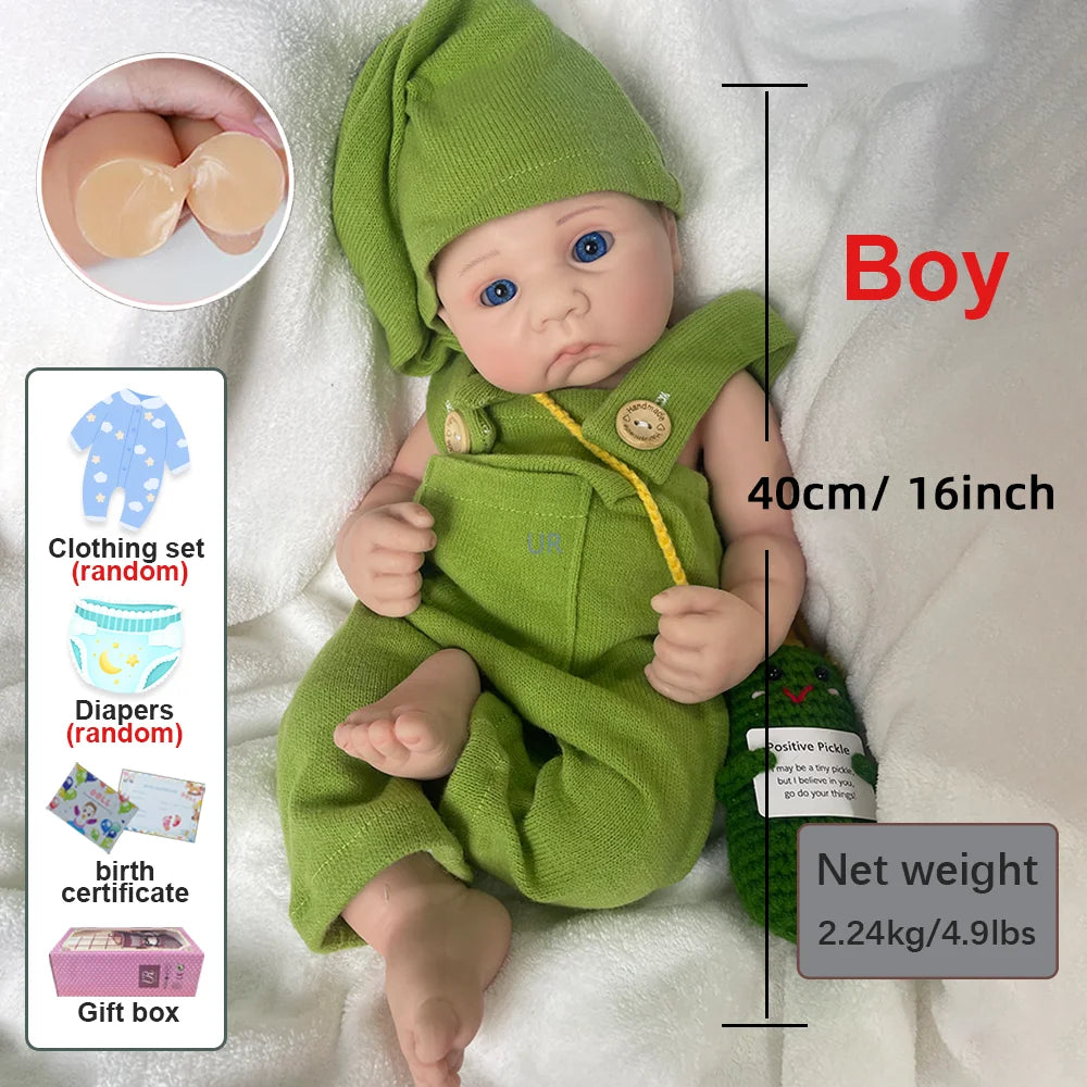 Reborn Baby Art Doll Collectibles Newborn Sized 1:1 Simulation Toddler Doll Toy Silicone Reborn Baby Birthday Gift for Kids