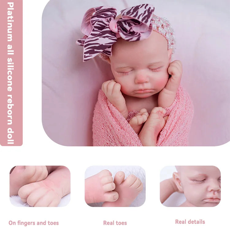12 in Silicone Filled Lifelike Newborn Doll Soft Silicone Reborn Silicone Platinum Reborn Dolls for Child Companionship