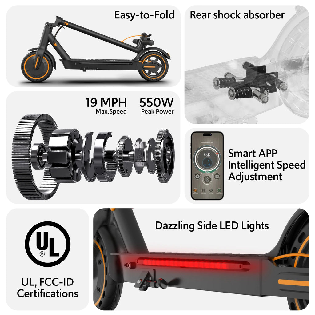 USA Local Warehouse Stock 350W Electric Scooter for Adults, 18Miles Long Range,Max 30KM/H Speed, 8.5in Honeycomb Tire