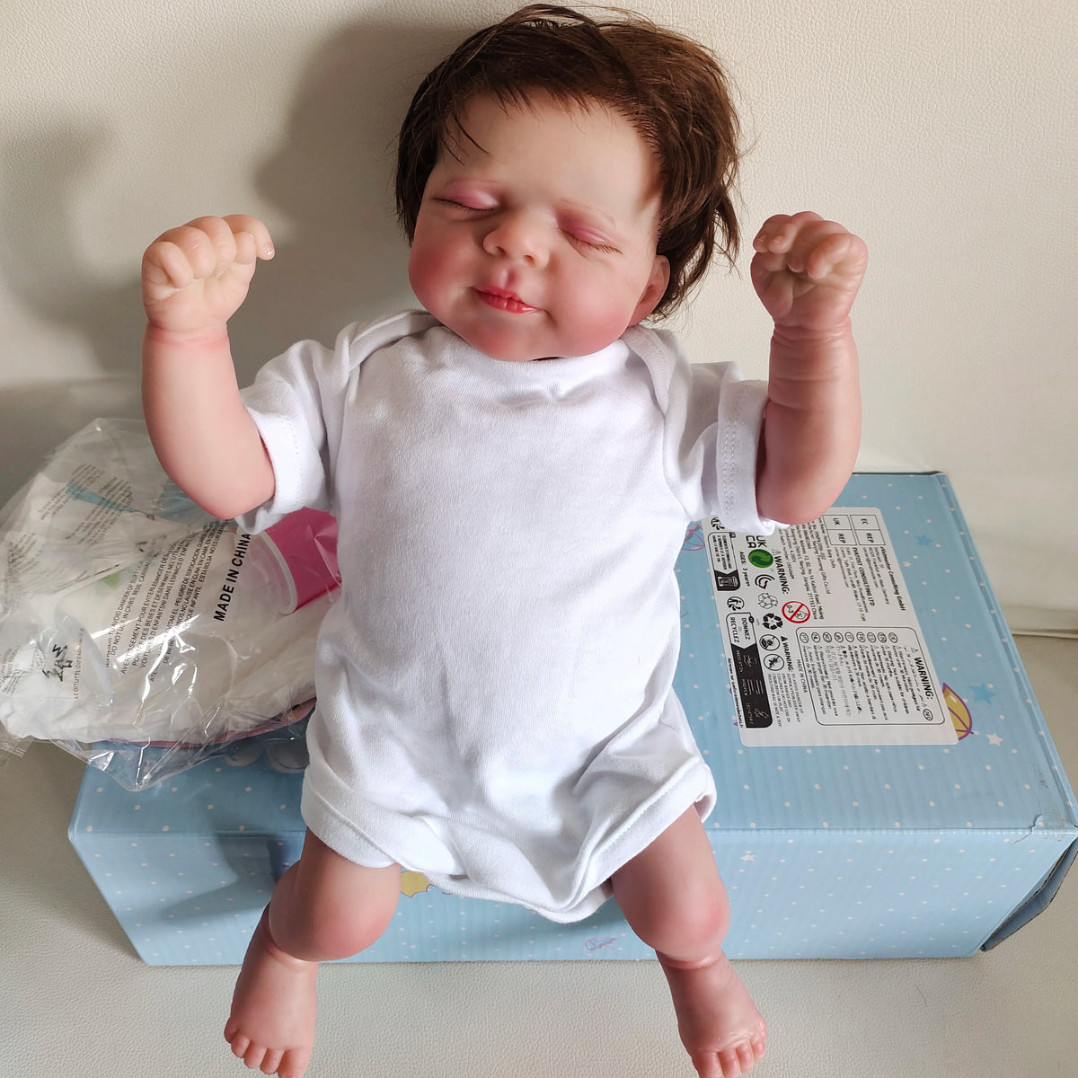 Realistic 48cm Soft Silicone Asleep Reborn Baby Doll With 3D-painting Skin Alive 19inch Newborn Bebe Cute Birthday Gift Kids Toy