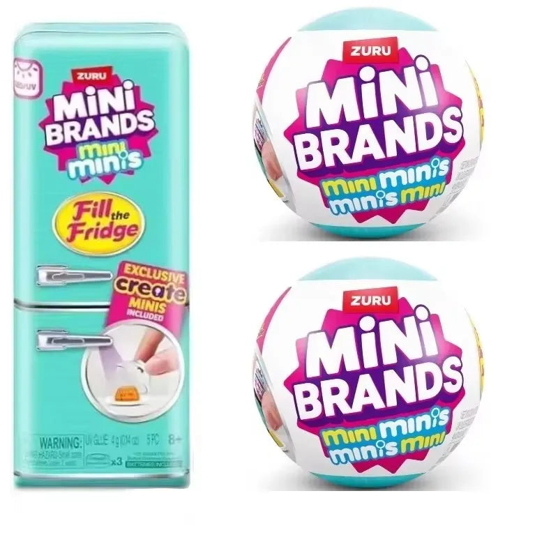 NEW ZURU Mini Brands Mini Fridge Set with Original Packaging Blind Box Openable Fridge Door Anime Figure Mystery Box Model Toys