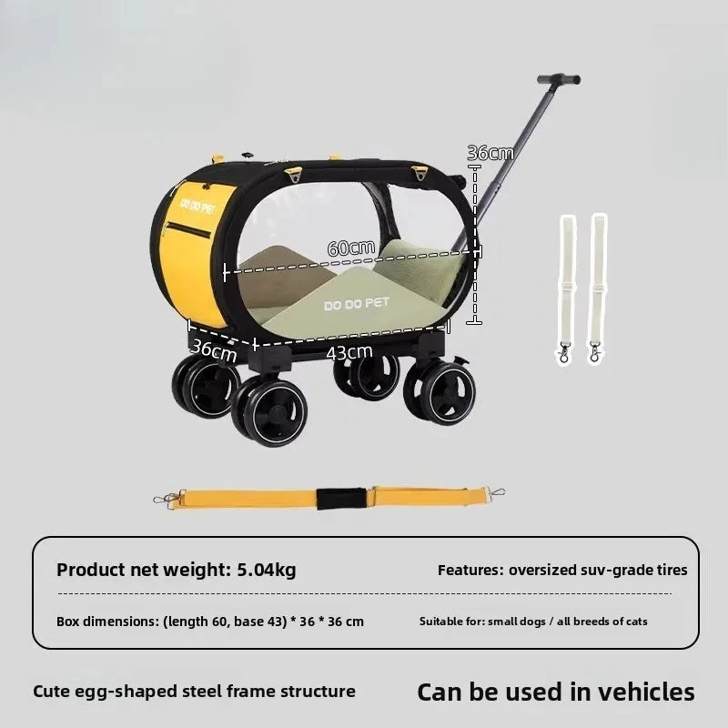 Pet Travel Folding Transparent Carry-on Suitcase Trolley - Foldable / for Vehicle / Handheld - Suitable for Cats and Dogs