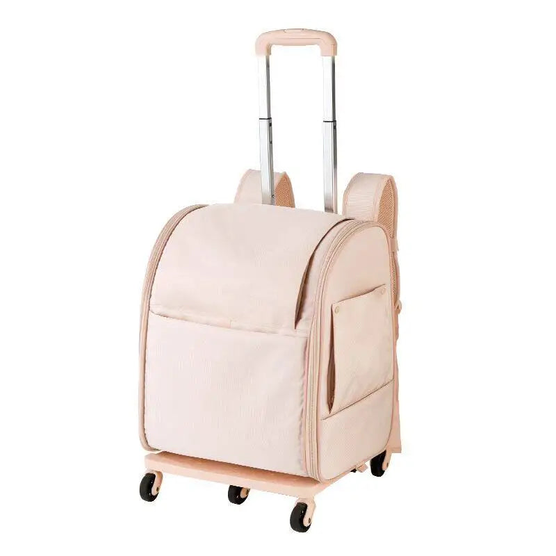 ZHAYA Pet Carrier Rolling Waterproof Oxford Foldable Lightweight Portable Trolley Travel Cat Dog Outdoor Ventilated Sturdy