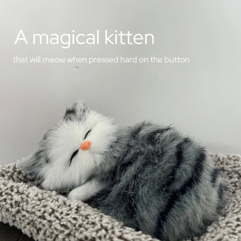 Interactive Meowing Kitten Plush with Press-to-Meow Sound, Realistic Cat for Boys & Girls, Birthday Gifts,toys for Girls & Women