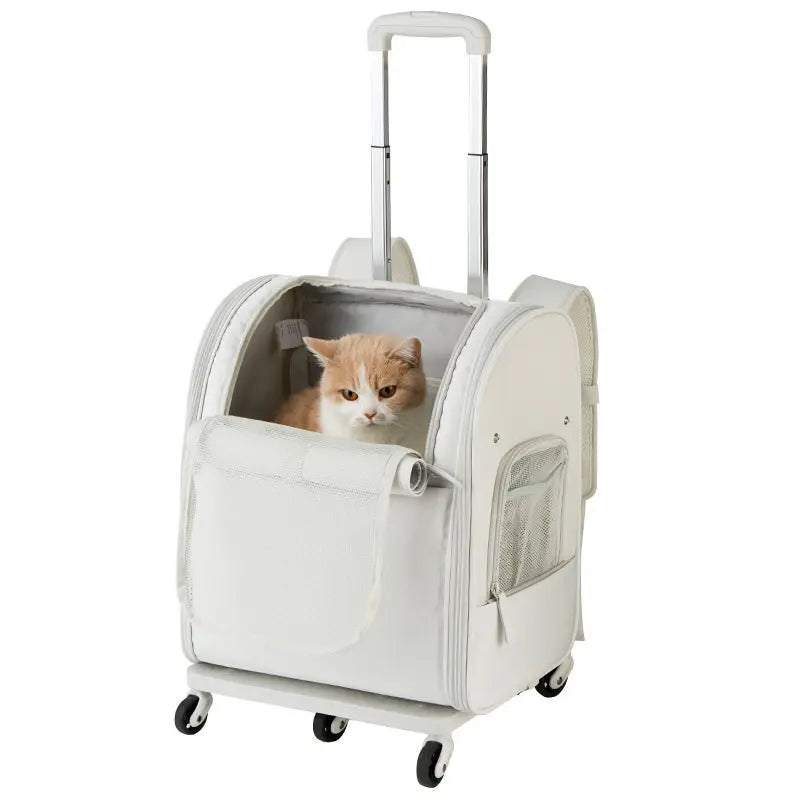 ZHAYA Pet Carrier Rolling Waterproof Oxford Foldable Lightweight Portable Trolley Travel Cat Dog Outdoor Ventilated Sturdy