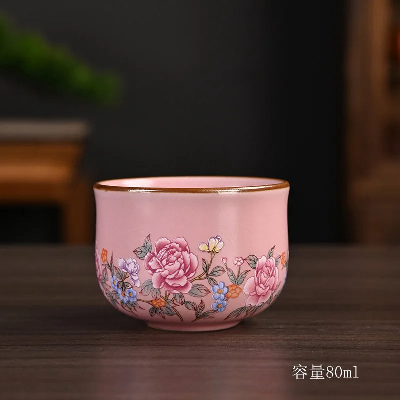 Traditional Ru Ware Ceramic Teacup Crackle Glaze Nurturing Gongfu Tea Cup Individual Handmade Chinese Tea Set Home Office Decor