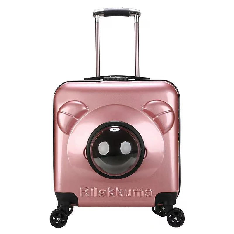 Travel Wheeling Suitcase Pet Trolley Case Transparent Dog Bags Trolley Pet Cabin Carriers Travel Products for Cat Dog