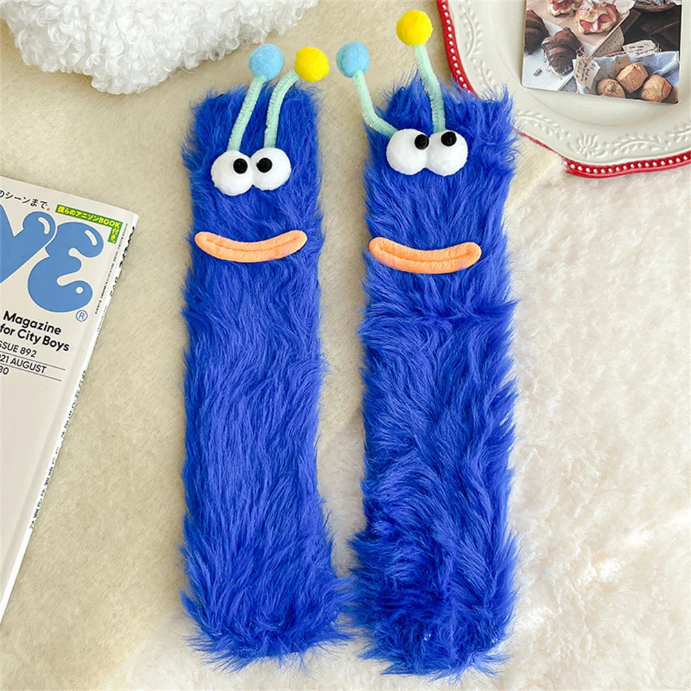 Funny Monster Socks Autumn Winter Coral Fleece Floor Socks Couple Sleep Sock Fuzzy Socks Party Stockings
