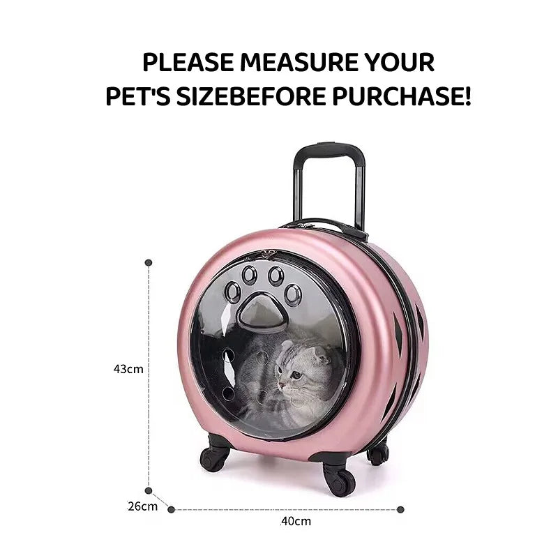 Travel Wheeling Suitcase Pet Trolley Case Transparent Dog Bags Trolley Pet Cabin Carriers Travel Products for Cat Dog