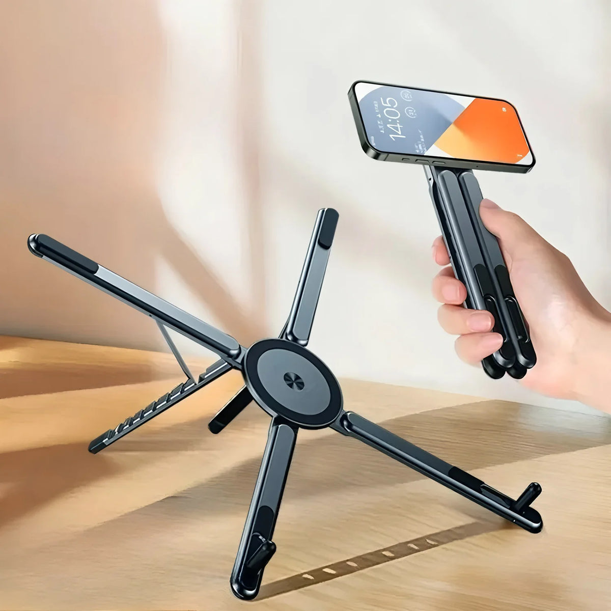 Foldale Magnetic Phone Holder Multi Form Adjustable Desktop Tablet Stand for iPhone 17~12 Tripod Handheld Mount Laptop Bracket
