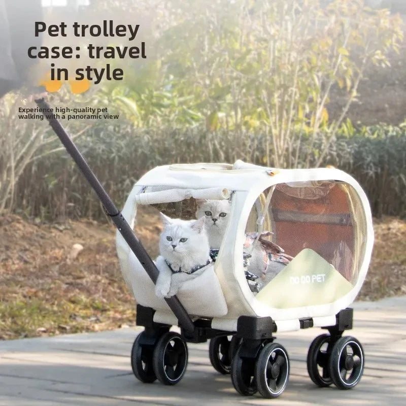 Pet Travel Folding Transparent Carry-on Suitcase Trolley - Foldable / for Vehicle / Handheld - Suitable for Cats and Dogs