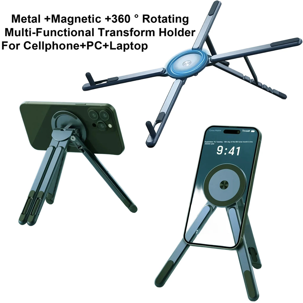 Foldale Magnetic Phone Holder Multi Form Adjustable Desktop Tablet Stand for iPhone 17~12 Tripod Handheld Mount Laptop Bracket