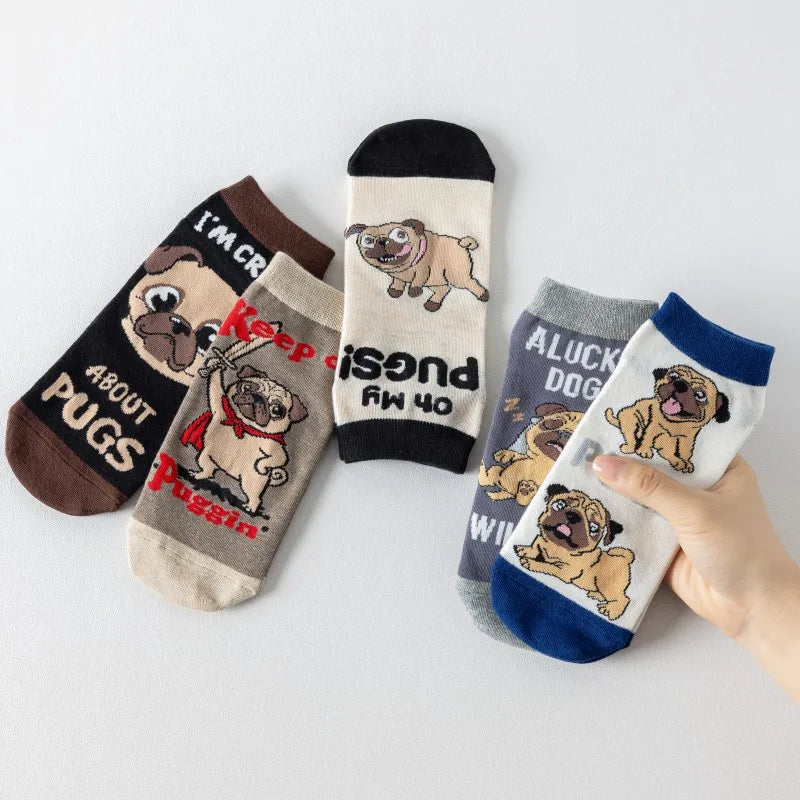 5 Pairs/Pack Women's Spring New Autumn Summer Cartoon Dog Bird Cat Socks Soft Breathable Funny Socks for Girls