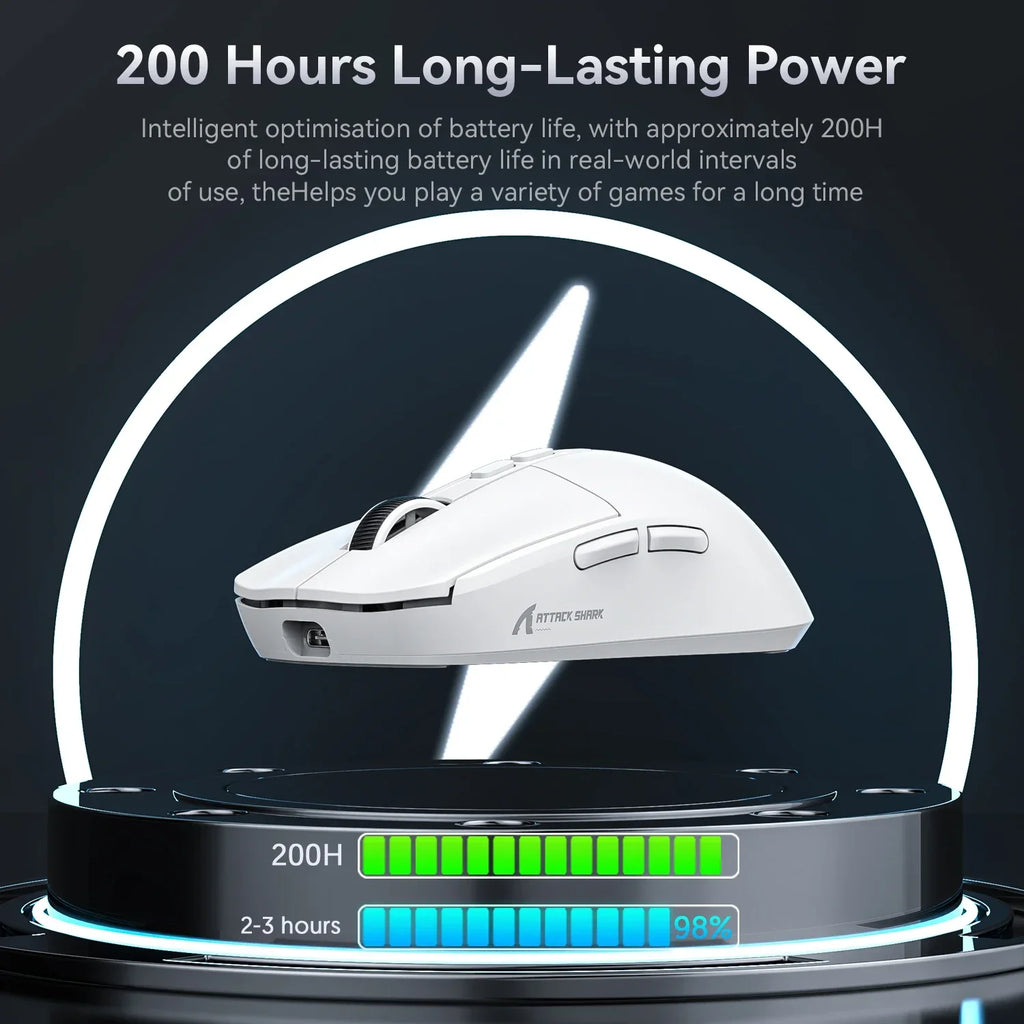 ATTACK SHARK X6 Wireless Macro Gaming Mouse PAW3395 26000 DPI Tri-Mode Wired/2.4G/BT5.2 Connection Magnetic Charging Base Mouse