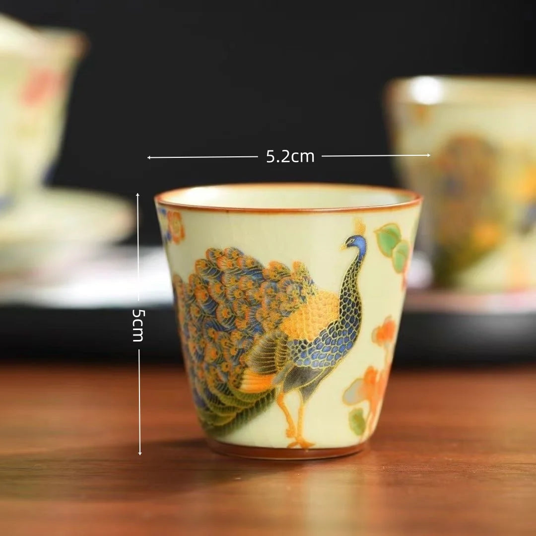 Traditional Ru Ware Ceramic Teacup Crackle Glaze Nurturing Gongfu Tea Cup Individual Handmade Chinese Tea Set Home Office Decor