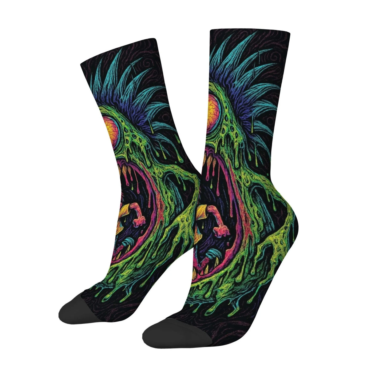 1 Pair Amusing Horror  Quirky Classic Horror Socks for Men Featuring A Retro Harajuku Street Style Perfect Funny Unique Gift