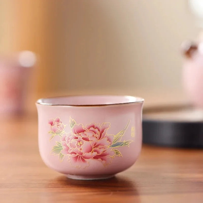 Traditional Ru Ware Ceramic Teacup Crackle Glaze Nurturing Gongfu Tea Cup Individual Handmade Chinese Tea Set Home Office Decor