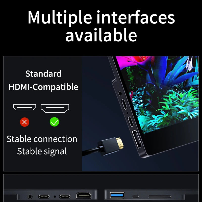 13.3 Inch 1080p OLED Portable Monitor 100%DCI-P3 500Nits USB-C HDMI-Compatible External Travelling Display for PC Xbox Switch PS