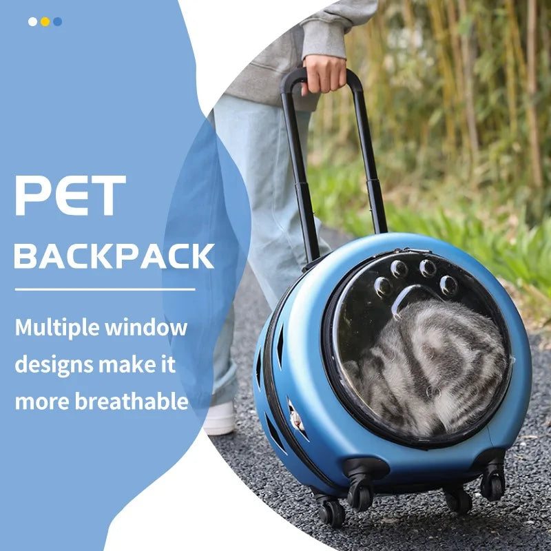 Travel Wheeling Suitcase Pet Trolley Case Transparent Dog Bags Trolley Pet Cabin Carriers Travel Products for Cat Dog