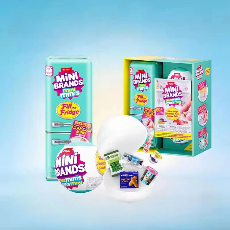 NEW ZURU Mini Brands Mini Fridge Set with Original Packaging Blind Box Openable Fridge Door Anime Figure Mystery Box Model Toys