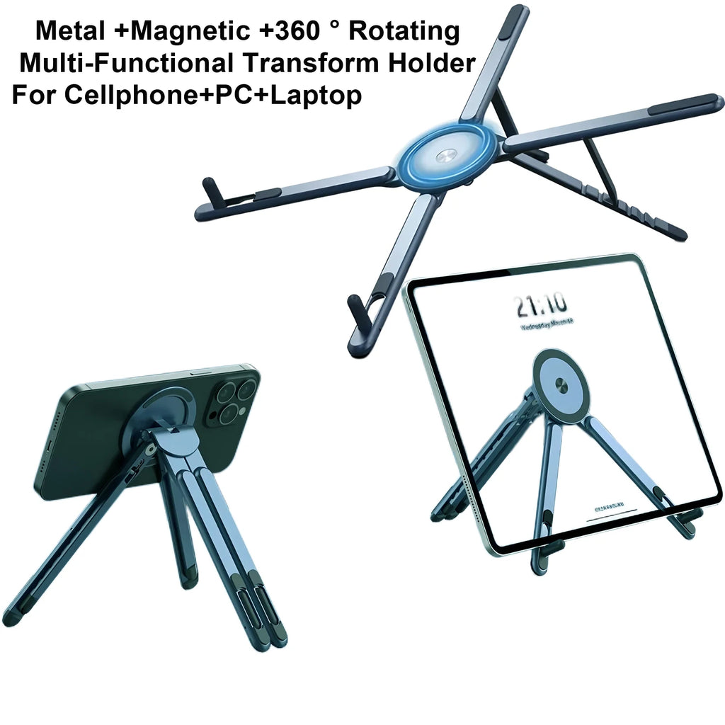 Foldale Magnetic Phone Holder Multi Form Adjustable Desktop Tablet Stand for iPhone 17~12 Tripod Handheld Mount Laptop Bracket