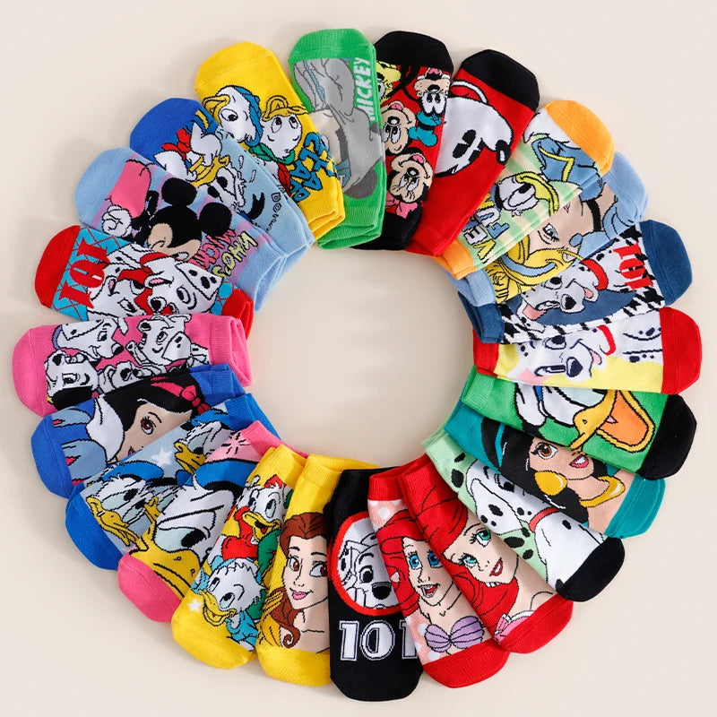 6/12/18 Pairs Cartoon Couple Socks for Women Men Funny Anime Pattern Crew No Show Socks Summer Breathable Thin Socks Random Set