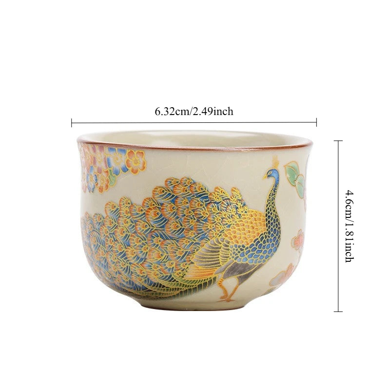 Traditional Ru Ware Ceramic Teacup Crackle Glaze Nurturing Gongfu Tea Cup Individual Handmade Chinese Tea Set Home Office Decor