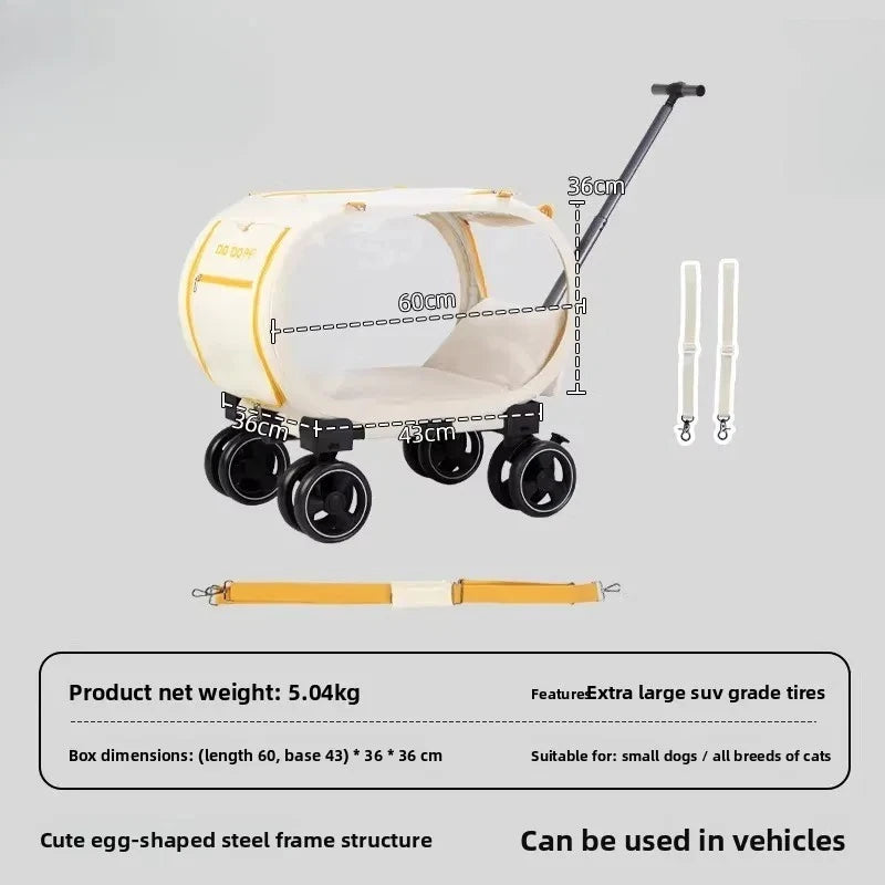 Pet Travel Folding Transparent Carry-on Suitcase Trolley - Foldable / for Vehicle / Handheld - Suitable for Cats and Dogs