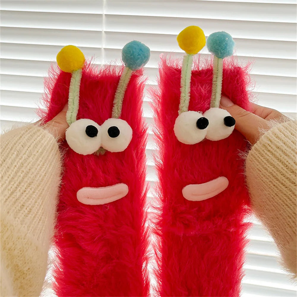 Funny Monster Socks Autumn Winter Coral Fleece Floor Socks Couple Sleep Sock Fuzzy Socks Party Stockings