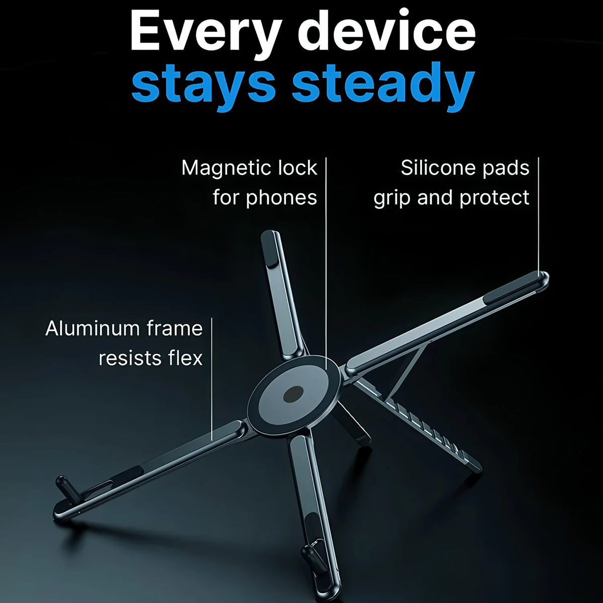 Foldale Magnetic Phone Holder Multi Form Adjustable Desktop Tablet Stand for iPhone 17~12 Tripod Handheld Mount Laptop Bracket