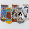5 Pairs/Pack Women's Spring New Autumn Summer Cartoon Dog Bird Cat Socks Soft Breathable Funny Socks for Girls