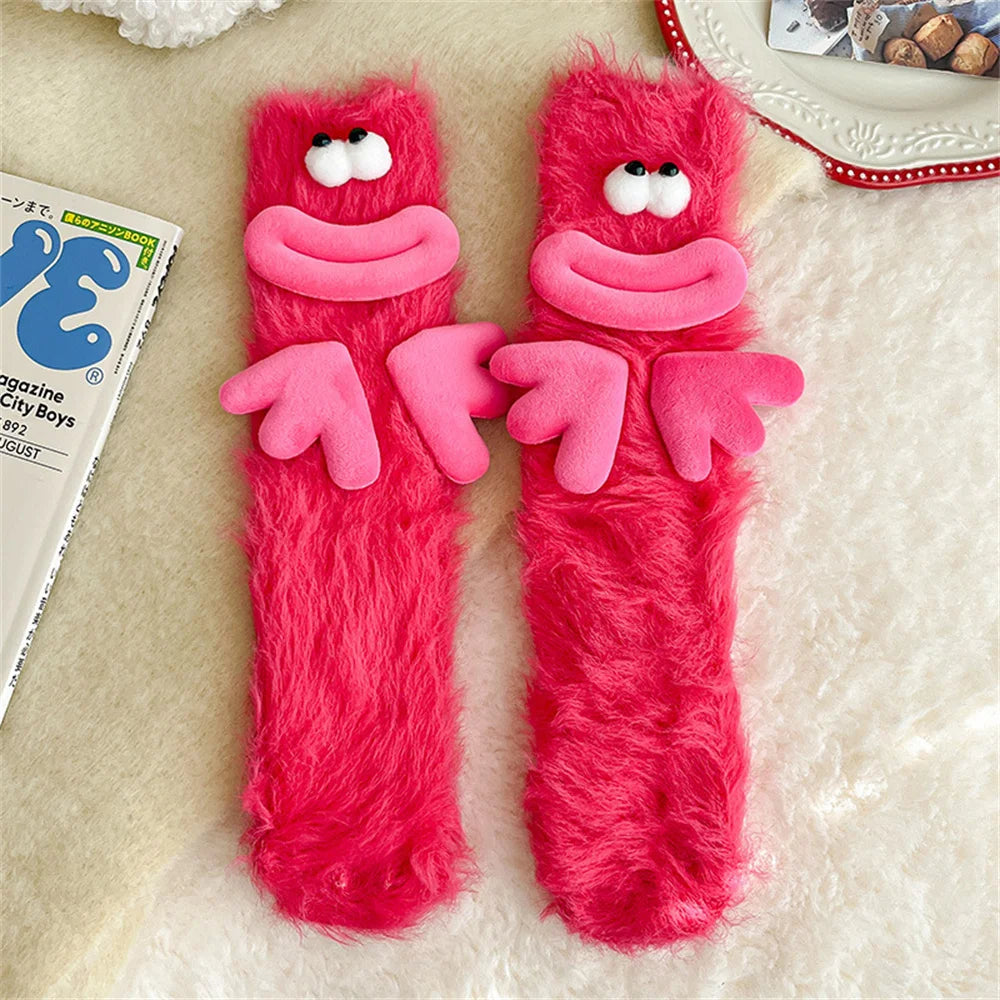 Funny Monster Socks Autumn Winter Coral Fleece Floor Socks Couple Sleep Sock Fuzzy Socks Party Stockings