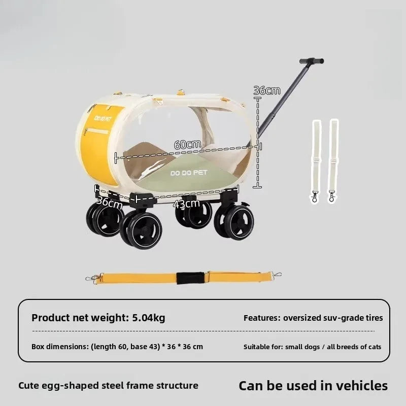 Pet Travel Folding Transparent Carry-on Suitcase Trolley - Foldable / for Vehicle / Handheld - Suitable for Cats and Dogs