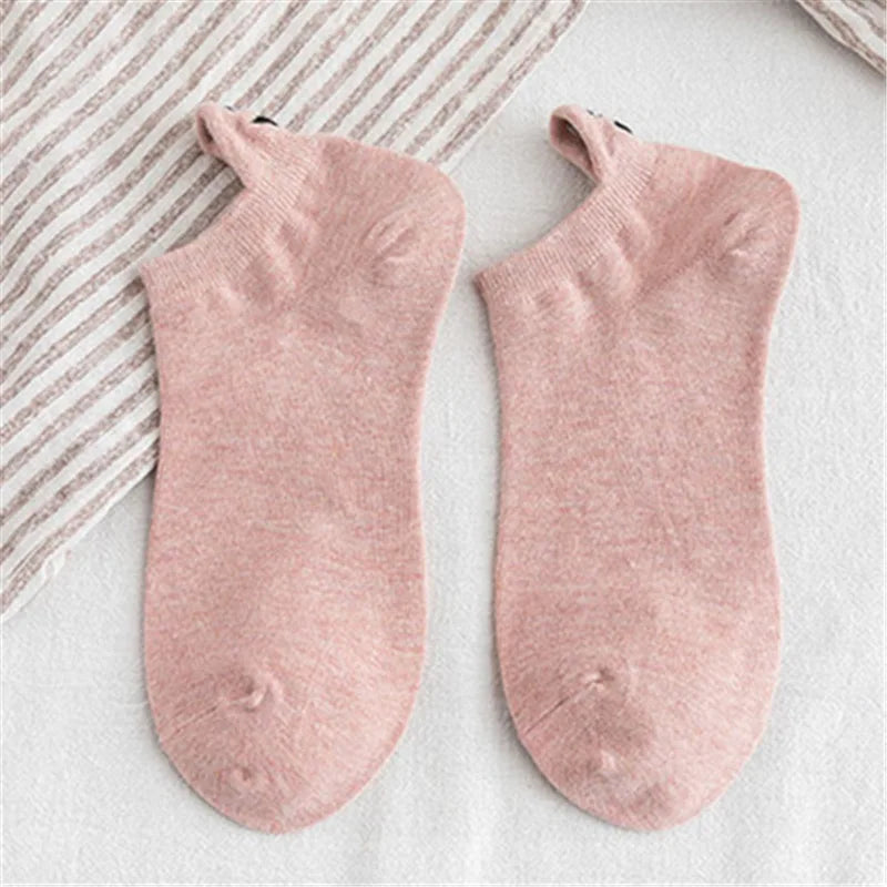 Kawaii Embroidered Expression Candy Color Women Socks Happy Fashion Girls Ankle Funny Sokken Cotton Unisex Christmas Dropship
