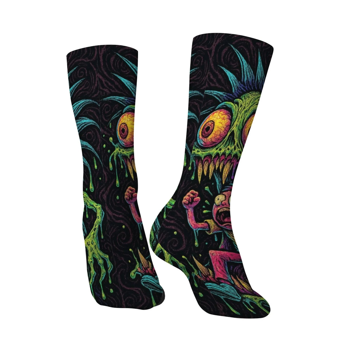 1 Pair Amusing Horror  Quirky Classic Horror Socks for Men Featuring A Retro Harajuku Street Style Perfect Funny Unique Gift