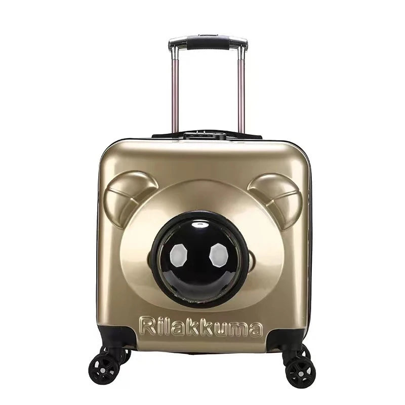 Travel Wheeling Suitcase Pet Trolley Case Transparent Dog Bags Trolley Pet Cabin Carriers Travel Products for Cat Dog