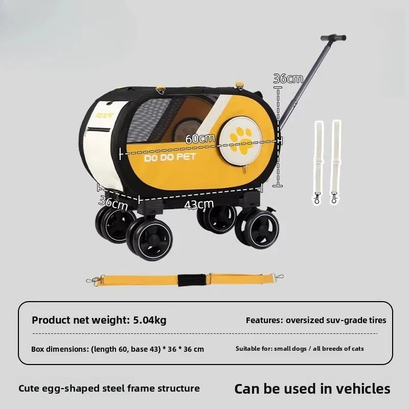 Pet Travel Folding Transparent Carry-on Suitcase Trolley - Foldable / for Vehicle / Handheld - Suitable for Cats and Dogs