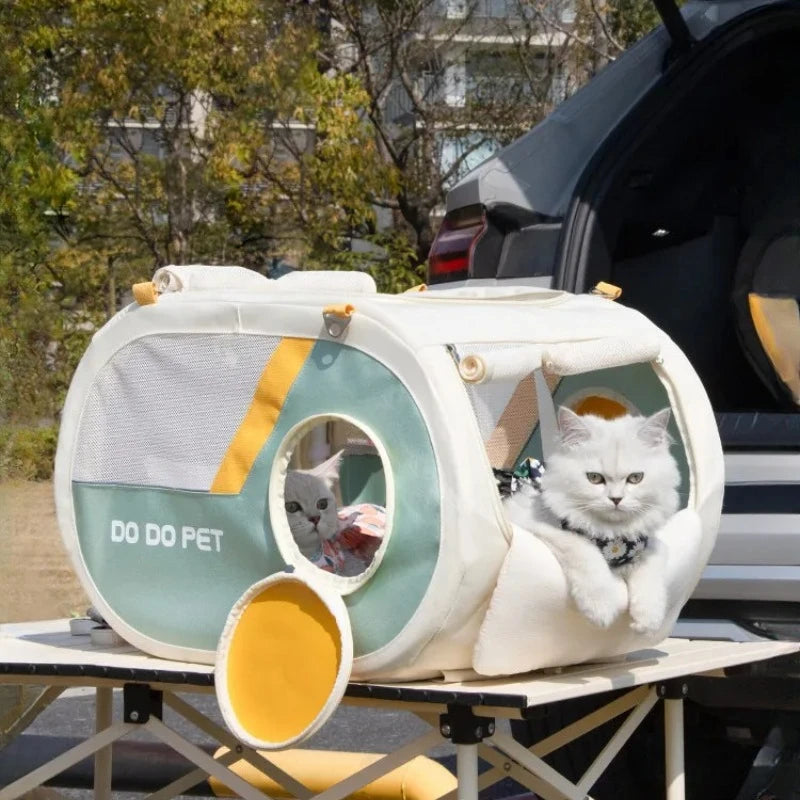 Pet Travel Folding Transparent Carry-on Suitcase Trolley - Foldable / for Vehicle / Handheld - Suitable for Cats and Dogs