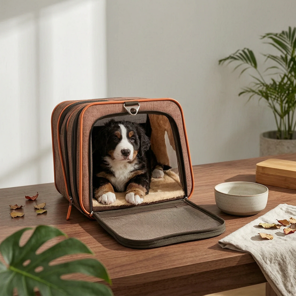 Rolling Mesh Pet Carrier with Breathable Mesh Windows Soft-sided Animal Carrier for Pet Travel Gear and Daily Errands