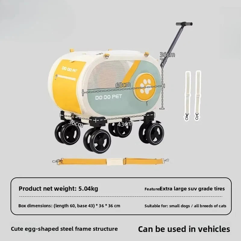 Pet Travel Folding Transparent Carry-on Suitcase Trolley - Foldable / for Vehicle / Handheld - Suitable for Cats and Dogs