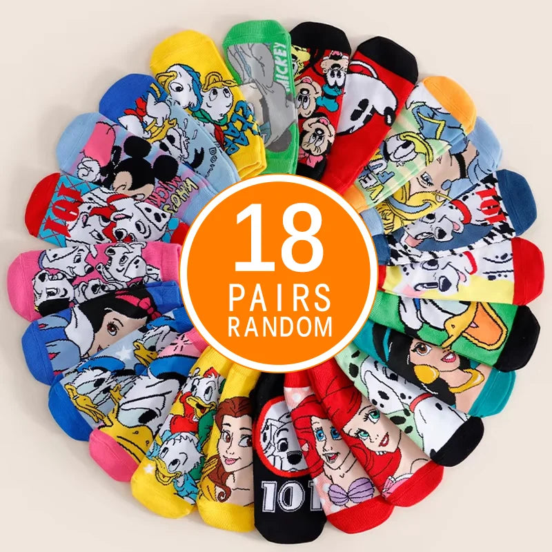 6/12/18 Pairs Cartoon Couple Socks for Women Men Funny Anime Pattern Crew No Show Socks Summer Breathable Thin Socks Random Set