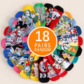 6/12/18 Pairs Cartoon Couple Socks for Women Men Funny Anime Pattern Crew No Show Socks Summer Breathable Thin Socks Random Set