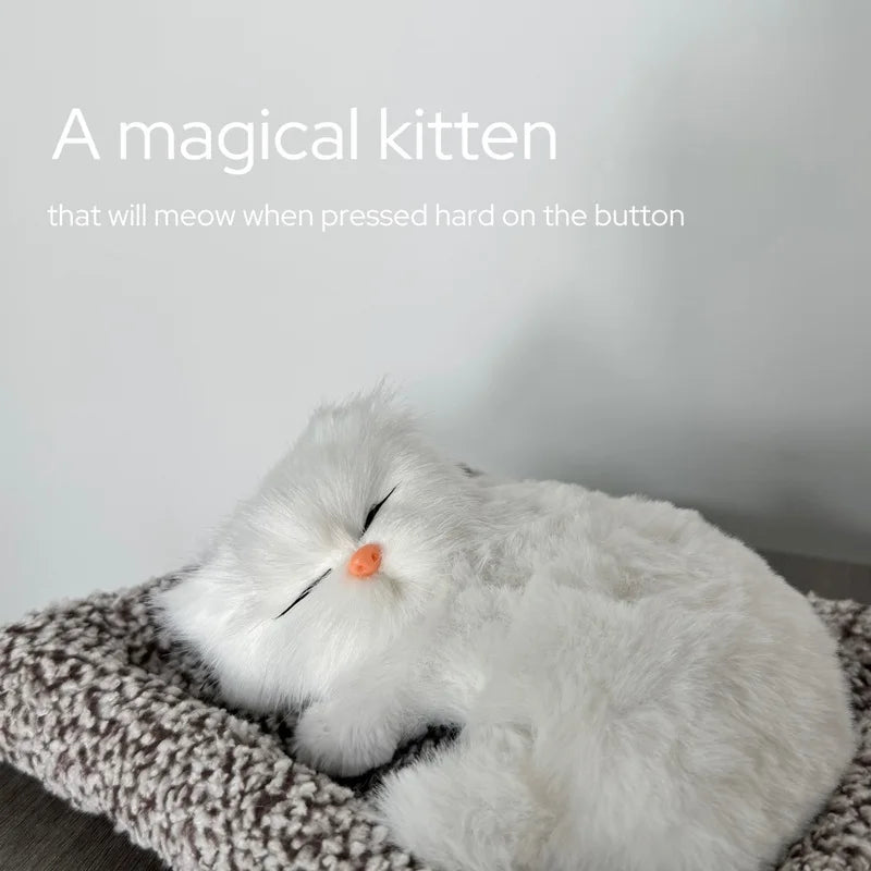 Interactive Meowing Kitten Plush with Press-to-Meow Sound, Realistic Cat for Boys & Girls, Birthday Gifts,toys for Girls & Women